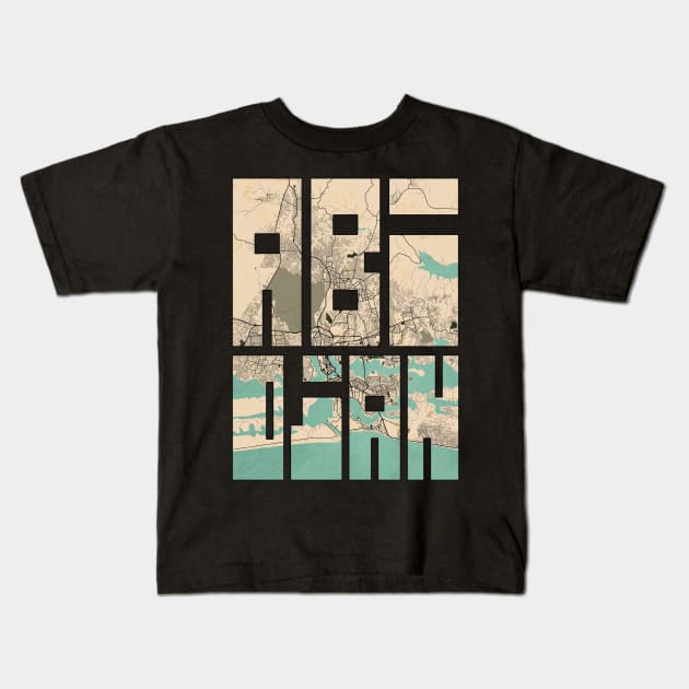 Abidjan, Côte d'Ivoire City Map Typography - Vintage Kids T-Shirt by deMAP Studio